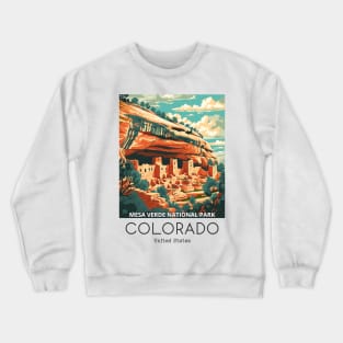 A Vintage Travel Illustration of Mesa Verde National Park - Colorado - US Crewneck Sweatshirt